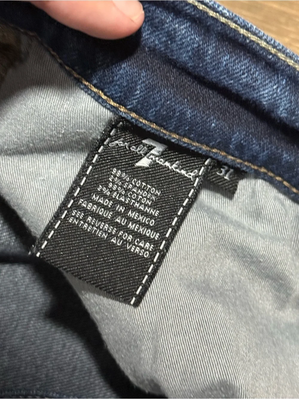 7 For All Mankind Slimmy Straight Jeans Mens 31 x 32 Blue Dark Wash Whiskered